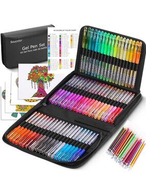 120 Pack Gel Pens Set - 60 Glitter & 60 Refills for Adult Coloring & Art